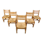 5 chaises en pin et paille par gm mobler, annes 1960