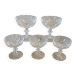 5 coupes  champagne en cristal