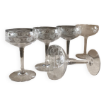5 coupes  champagne en cristal grav