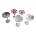 5 coupes  champagne cristal taill