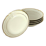 5 coupelles creuses  dessert bernardaud porcelaine de limoges, modle louis xv, ivoire liser or