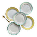 5 petites assiettes vintage dpareilles jaune et vertes 1950