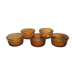 5 ramequins duralex en verre ambré, france, années 70 5 ramequins duralex en verre ambré, france, années 70