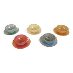 5 tasses  th arcopal harlequin vintage avec soucoupes