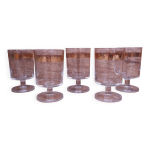 5 verres  eau  pied transparent liser dor luminarc
