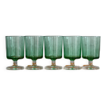 5 verres  pied en verre vert, 1970