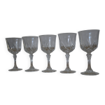5 verres sur pied  eau / vin cristal d'arques modle auteuil et louvre