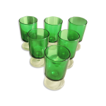 6 anciens verres  digestif luminarc vert fonc h7 cm