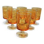 6 anciens verres  liqueur luminarc en verre jaune