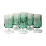 6 anciens verres  pied luminarc verts clairs h9, 2 cm