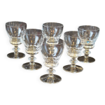 6 anciens verres  porto, vin blanc en cristal taill