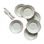 6 anciennes assiettes creuses avec dorure porcelaine de sologne lamotte