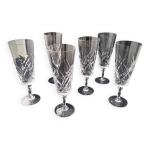 6 anciennes flutes  champagne en cristal d'arques modle saumur