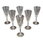 6 anciennes fltes  champagne en cristal taill