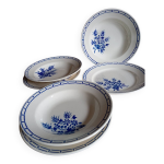 6 assiettes anciennes 1920 / 30 badonviller, d�cor bleu