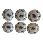 6 assiettes anciennes en fa�ence de sarreguemines, d�cor agreste