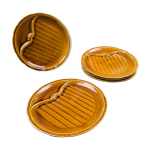 6 assiettes  asperges en faence gien mail brun - miel