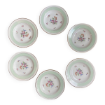 6 assiettes creuses l'amandinoise couleur mint & dcor floral, vintage