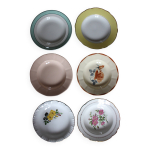 6 assiettes creuses d�pareill� couleurs fleurs digoin sarreguemines gien