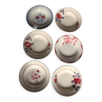 6 assiettes creuses dpareill rouge bleu art deco badonviller digoin