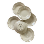 6 assiettes creuses faence couleur crme et dorure villeroy boch acc - 7226