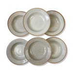 6 assiettes creuses en gr�s mouchet�es tulowice