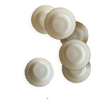 6 assiettes creuses porcelaine ancienne blanc cass� et liser� or limoges