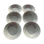 6 assiettes creuses en porcelaine motif pivoines art dco