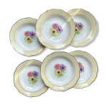 6 assiettes creuses en porcelaine vintage motif fleuri blanche jaune dor l'amandinoise  cooplia