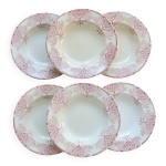 6 assiettes creuses terre de fer vintage lun�ville - mauresque rouge