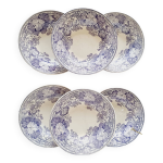 6 assiettes creuses en terre de fer violette, sarreguemines u&c service  granium , 19me sicle