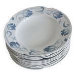 6 assiettes creuses - modle tircis - service antique de vaisselle 82 pices faence sarreguemines