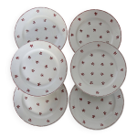 6 assiettes  dessert anciennes faence belge nimy motif rouge