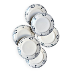 6 assiettes  dessert badonviller en faence bleue, service  dinan