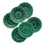 6 assiettes � dessert fa�ence en barbotine feuilles de vigne sarreguemines