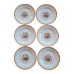 6 assiettes � dessert fa�ence de montereau - d�cor floral, circa 1950 -
