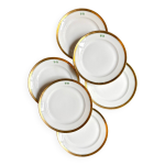 6 assiettes  dessert en porcelaine de paris dore avec monogramme  vd