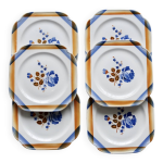 6 assiettes � dessert vintage carr�es en fa�ence saint amandinoise