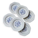 6 assiettes  dessert vintage faence forme octogonale moulin des loups