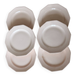 6 assiettes  dessert vintage faence rose ple forme octogonale
