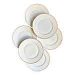 6 assiettes  entremet en porcelaine de limoges dore
