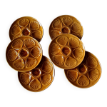 6 assiettes  hutres faence ambre france