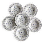 6 assiettes myott en porcelaine anglaise, motif floral bleu et blanc