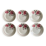 6 assiettes plates anciennes en fa�ence de badonviller