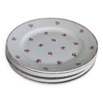 6 assiettes plates anciennes faence belge nimy motif rouge