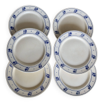 6 assiettes plates anciennes en faence  dcor de tulipes bleues