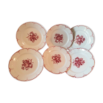 6 assiettes plates decor roses rouges