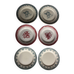 6 assiettes plates dépareillé marsac rouge digoin terre de fer bleu 6 assiettes plates dépareillé marsac rouge digoin terre de fer bleu