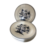6 assiettes plates  dessert porcelaine anglaise bleu
