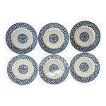 6 assiettes plates gien guirlandes, 1937
